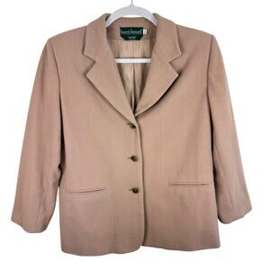 Harve Benard Vintage Tan Collared Wool Nylon Cashmere Button Up Pea Coat Size 12